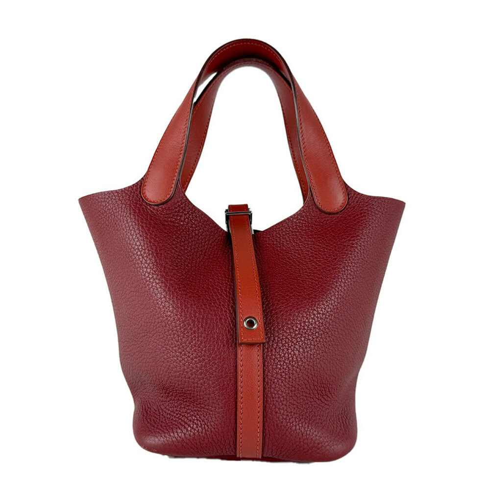 Hermes Picotin Lock PM handbag, Taurillon Clemence leather, Rouge H Brick sil...